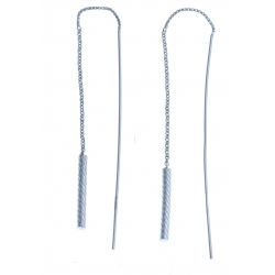 Boucles d'oreille en argent rhodié 2,6g - chaine 6 cm