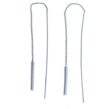 Boucles d'oreille en argent rhodié 2,6g - chaine 6 cm