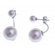 Boucles d'oreille en argent rhodié 1,4g - Imitation perles roses