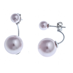 Boucles d'oreille en argent rhodié 1,4g - Imitation perles roses