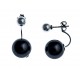 Boucles d'oreille en argent rhodié 1,4g-Imitation perles blanches/noir