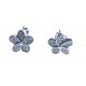 Boucles d'oreille en argent rhodié "fleur" 2,2g - zircons