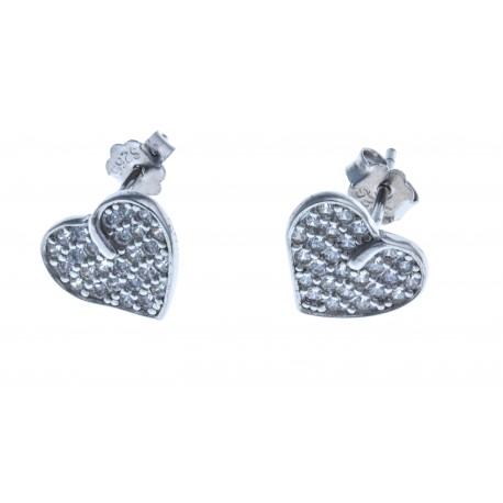 Boucles d'oreille en argent rhodié 1,6g - zircons