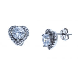 Boucles d'oreille en argent rhodié 4g - zircons