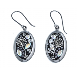 Boucles d'oreille en argent rhodié 5,2g - cristal et perles de swarovski