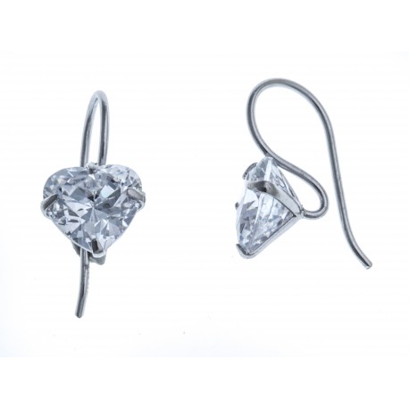 Boucles d'oreille en argent rhodié 1,4g coeur - zircons