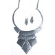 Parure fantaisie  - collier vieil argent  - 41+7 cm + boucles d'oreille assortie