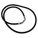 Collier acier strass et nacre sur caoutchouc noir 42cm