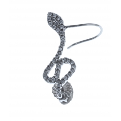 Boucle d'oreille en argent rhodié 1,3g "serpent" -  zircons (vendue seule)