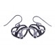 Boucles d'oreille argent rhodié 3,4g "coeur" - zircons noirs et blancs