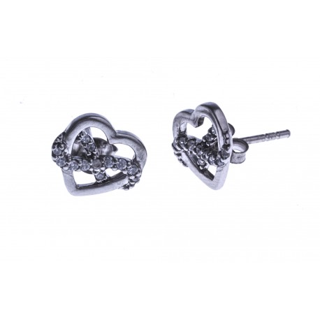 Boucles d'oreille argent rhodié 2g "coeur+infini" - zircons