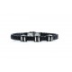 Bracelet acier 2 tons noir et blanc - homme - cuir tressé noir - 21 cm