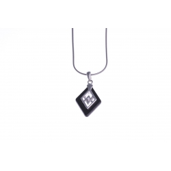 Collier argent rhodié et céramique 4,2g - céramique noire - zircon - 40 cm