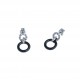 Boucles d'oreille argent rhodié 1,8g - céramique noire - zircons