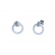 Boucles d'oreille argent rhodié 1,1g - céramique blanche - zircons