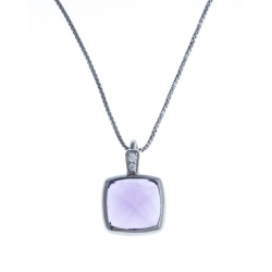 Collier argent rhodié 3,7g - améthyste - zircons  - 40 cm
