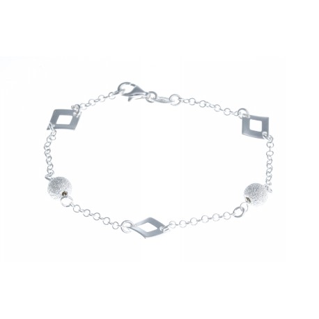 Bracelet argent 3,4g "boules diamantées" - 18,5cm
