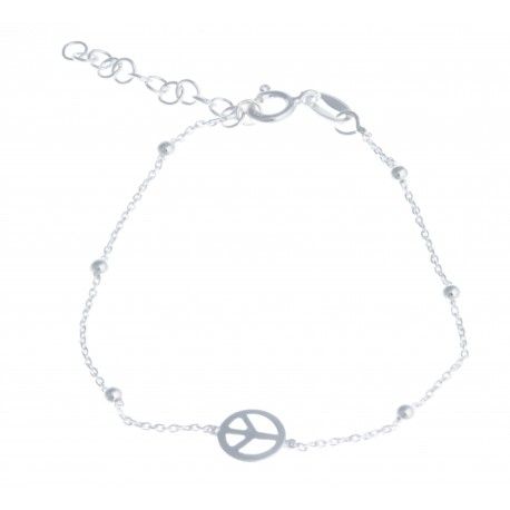 Bracelet argent 1,5g "peace and love" - 16+3cm