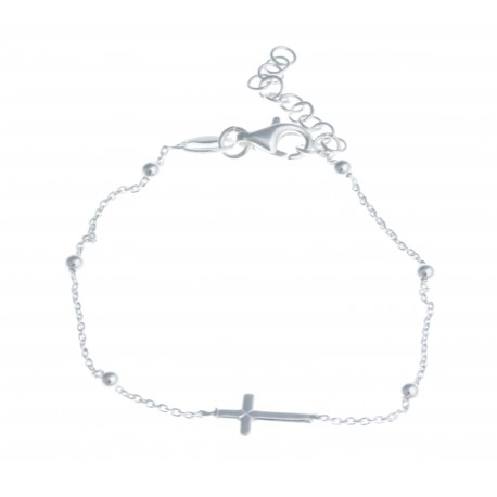 Bracelet argent 1,6g "croix" - 16+3cm