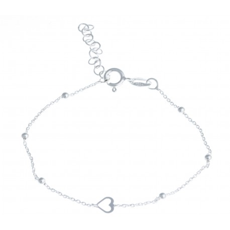 Bracelet argent 1,3g "coeur" - 16+3cm