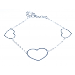 Bracelet argent 1,9g "3 coeurs" - 18+3cm
