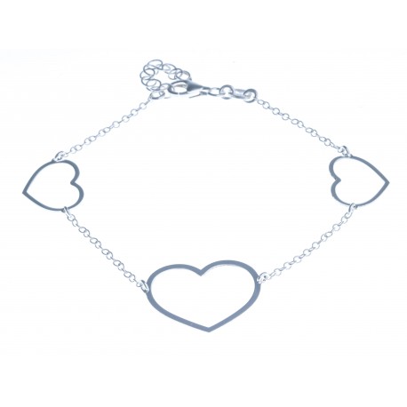 Bracelet argent 1,9g "3 coeurs" - 18+3cm