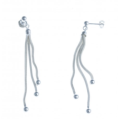 Boucles d'oreille argent 4,3g - 3 fils - 6,5 cm au plus long