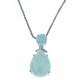 Collier argent rhodié 5g - amazonite - quartz - zircons - 45cm