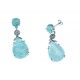 Boucles d'oreille argent rhodié 5g - amazonite - quartz - zircons