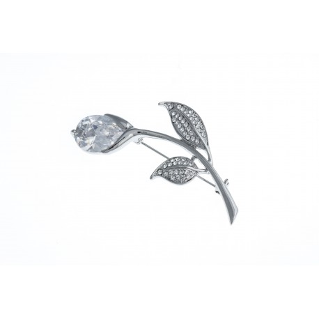 Broche fantaisie "fleur" - zircons