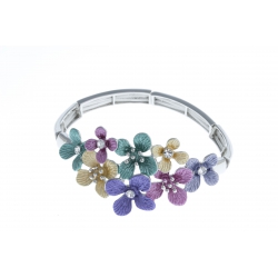 Bracelet fantaisie - époxy multicolore - strass - élastique