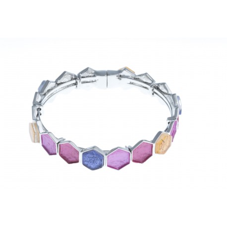 Bracelet fantaisie - époxy multicolore - fermoir aimant - diam. 55 mm