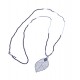 Sautoir fantaisie "feuille" - finition argentée - perles multicolores - 70cm