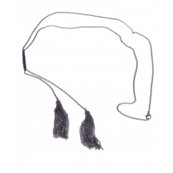 Sautoir fantaisie - finition rhodiée noire - 60cm