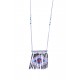 Collier fantaisie - finition argentée - perles multicolores - 45+8cm