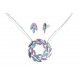 Parure fantaisie - collier époxy multicolore - nacre - 41+8 cm + boucles d'oreil