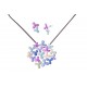 Parure fantaisie - collier époxy multicolore  - 41+8 cm + boucles d'oreille asso