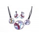 Parure fantaisie - collier époxy multicolore - 41+8 cm + boucles d'oreille assor