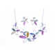 Parure fantaisie "fleurs" - collier époxy multicolore - 41+8 cm + boucles d'orei