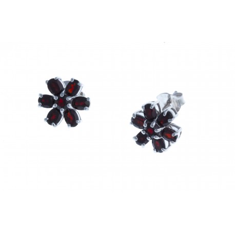 Boucles d'oreille argent rhodié 3,8g - grenats véritables