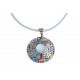 Collier acier - nacre - email - 42 cm