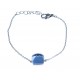 Bracelet acier - verre bleu foncé - 17+3cm