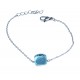Bracelet acier - verre bleu clair - 17+3cm