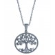 Collier acier "arbre de vie" - strass - 45cm