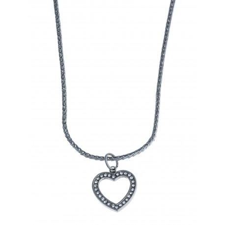 Collier acier "coeur" - strass - 45+5cm