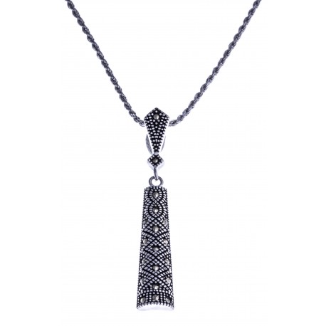 Collier argent rhodié 6,2g - marcassites - 45 cm