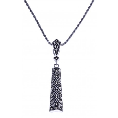 Collier argent rhodié 6,2g - marcassites - 45 cm