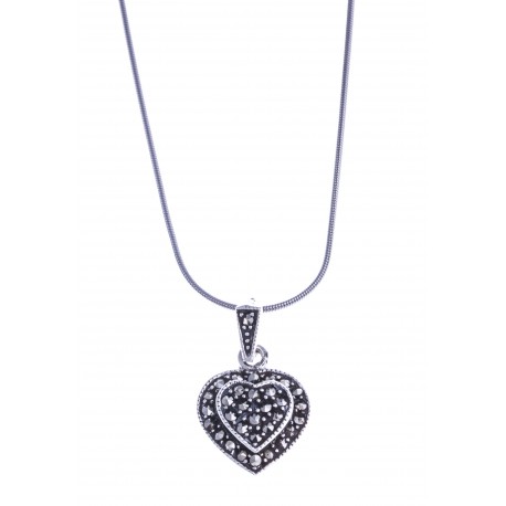 Collier argent 5g "coeur" - marcassites - 40 cm