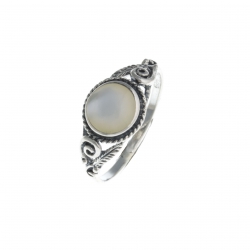 Bague argent 1,5g - nacre blanche - T 50 à 60