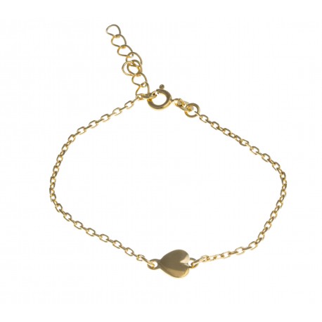 Bracelet plaqué or "coeur" - 16+3cm